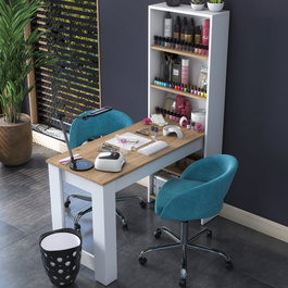 Hanah Home BJ113 - 2621 Mesa de Maquillaje Nogal y Blanco